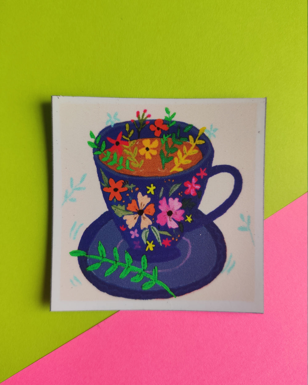 Blue Cup square magnet