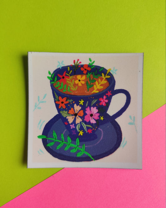 Blue Cup square magnet