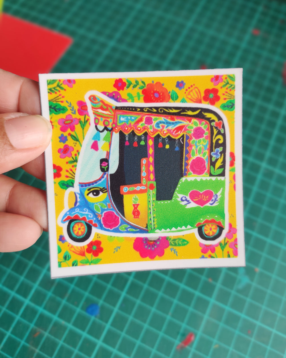 Rickshaw square magnet