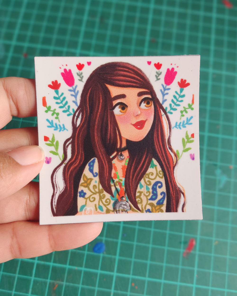 Chai Girl Square Magnet