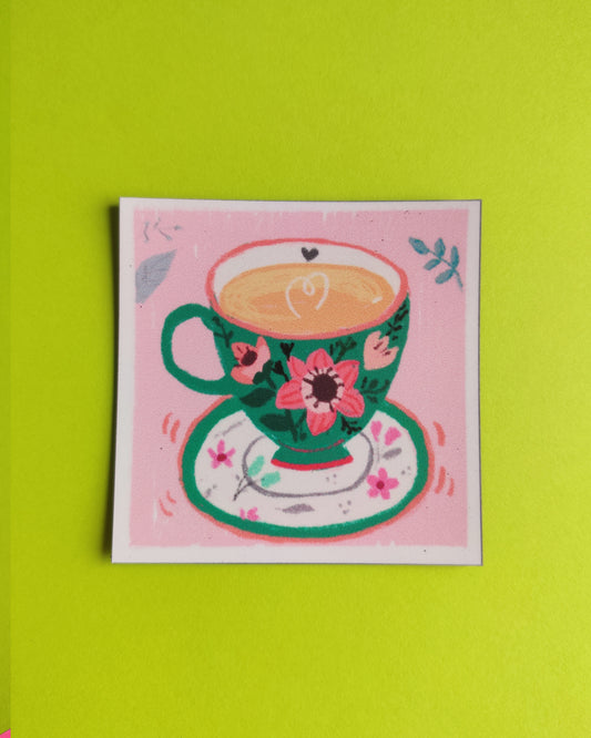 Green Cup square magnet