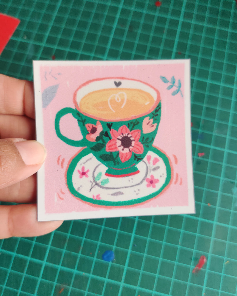 Green Cup square magnet