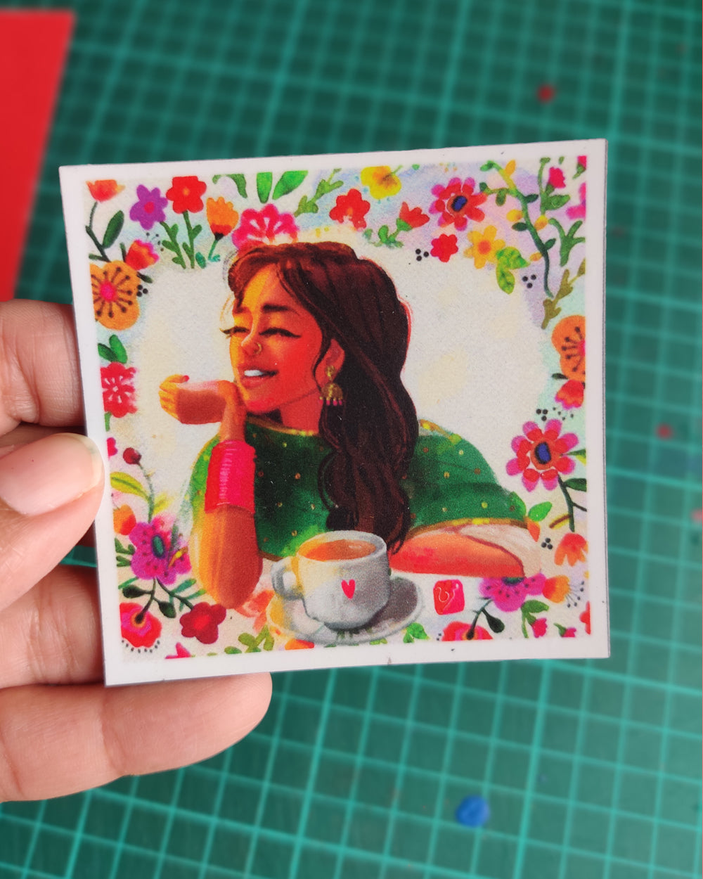 Muskurao girl square magnet