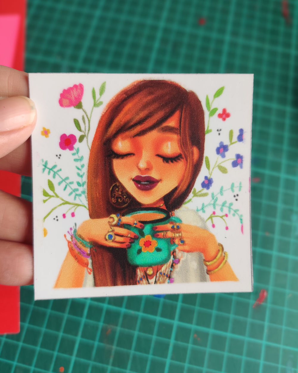 White Girl Square Magnet