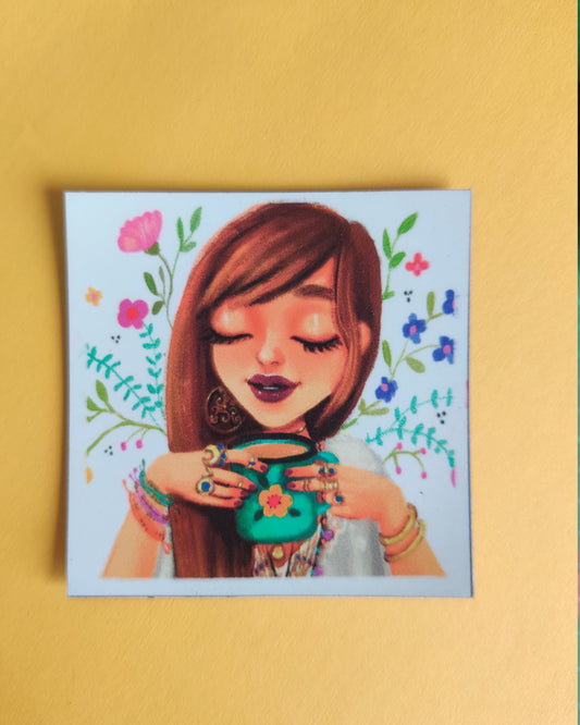 White Girl Square Magnet